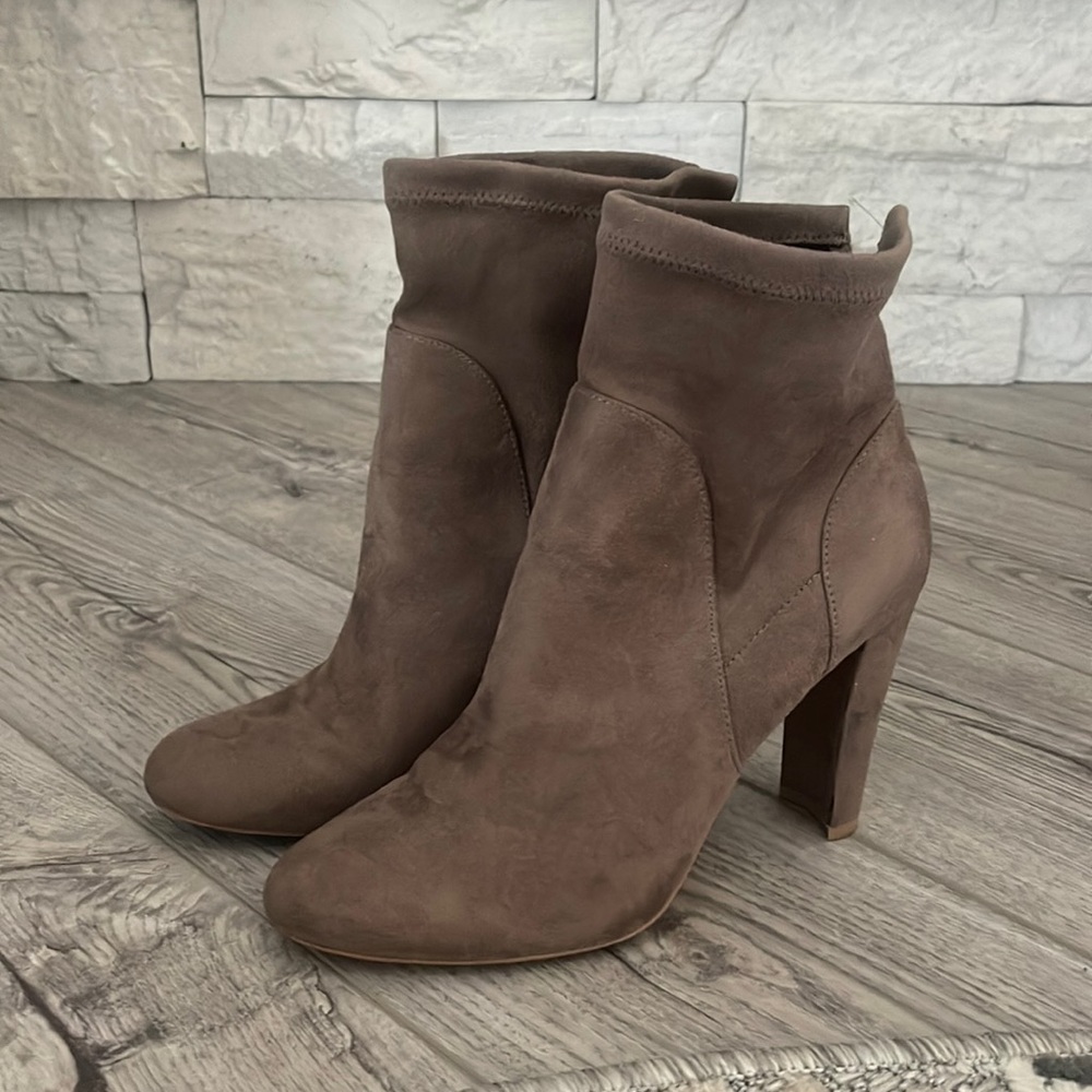 Taupe slouchy boots by Charles David.